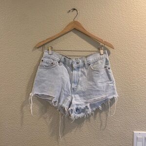 Levi's Blue Jean Shorts Distressed Raw Hem